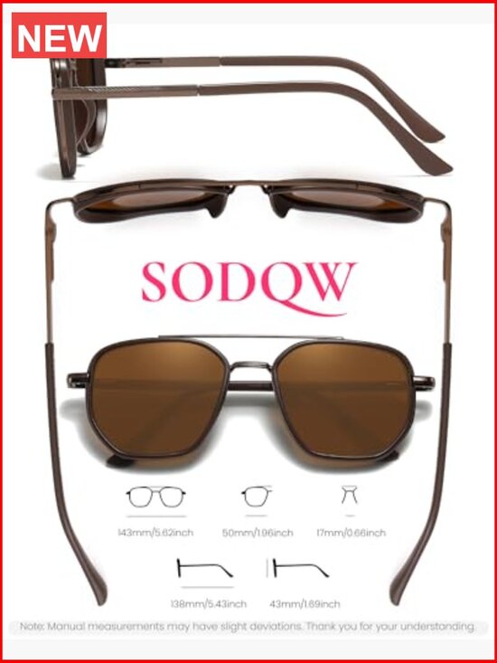Polarized Square Aviator Sunglasses UV400 Protection Tangle Free Driving